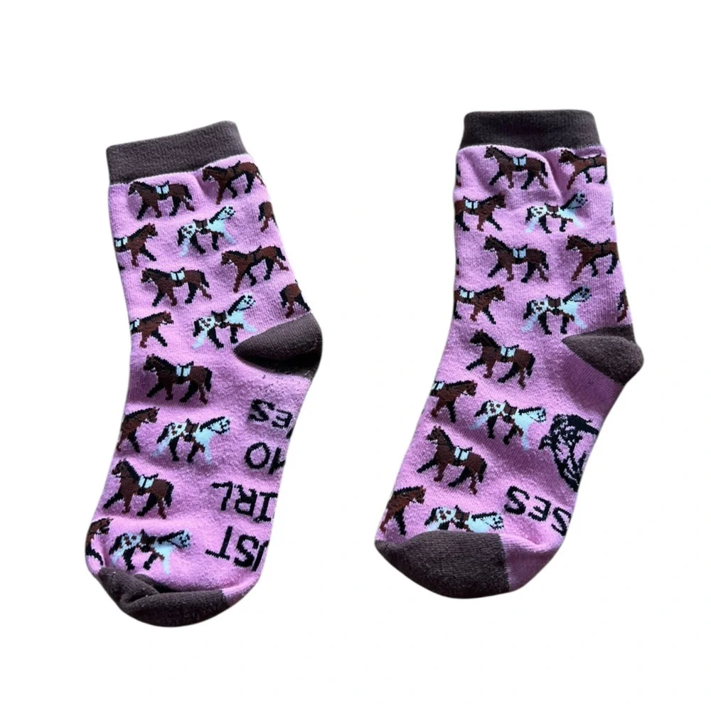 Girl Who Loves Horses Patterned Socks